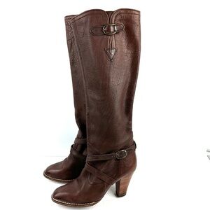 Chandlers Vintage 70’s Boots 8 Brown Leather Zip Up Tall Bootie Western Womens